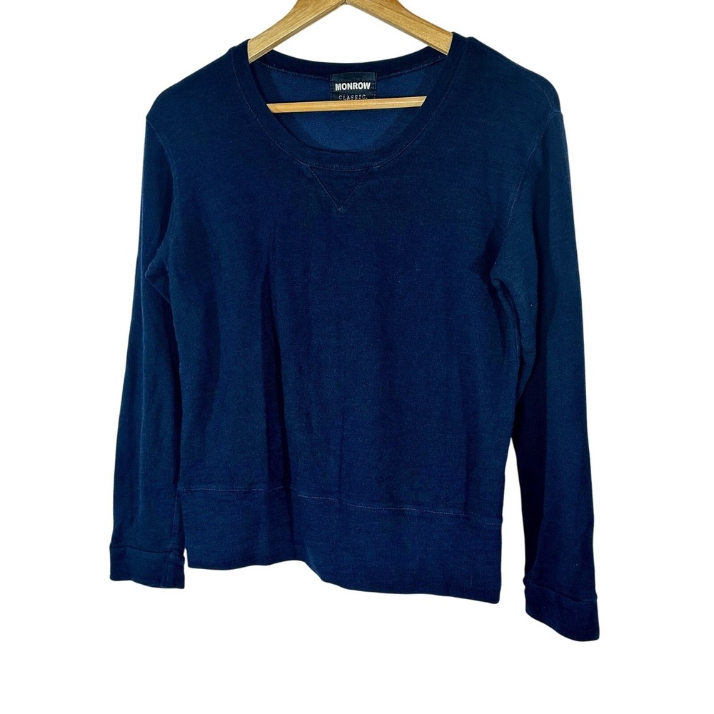 MONROW Supersoft Crewneck Navy Blue Sweater Womans Small Casual Lounge